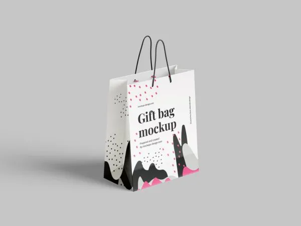 3 Mockups of Paper Gift Bag from Various Angles 1