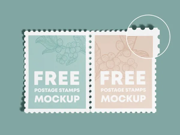 3 Mockups of Postage Stamps on Floor in Different Views 1