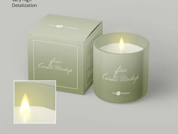 3 Mockups of Realistic Candle Set Featuring Packaging Box 1