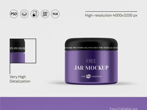 3 Mockups of Short Round Cosmetic Jar 1