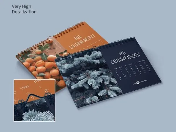 3 Mockups of Simple Spiral Calendar Mockup 1