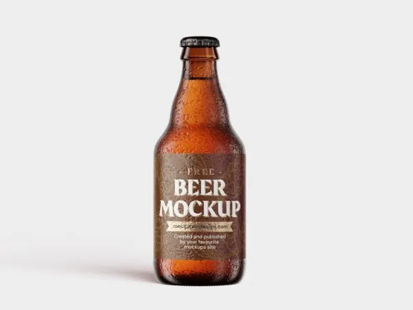 3 Mockups of Small Wet Beer Bottle 1