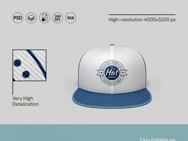 3 Mockups of Snapback Caps in Different Angles and Positions 1