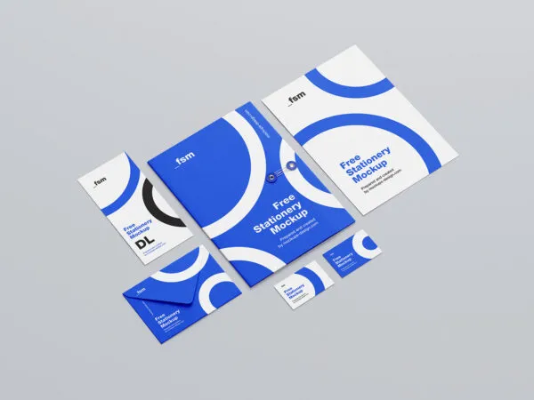 3 Mockups of Stationery Set with String Folder 1