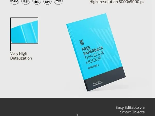 3 Mockups of Thin Paperback Book Mockup 1