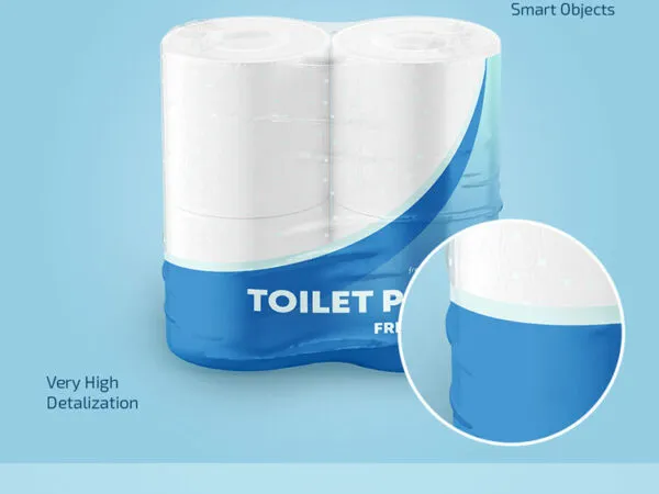 3 Mockups of Toilet Paper Pack from Different Views 1