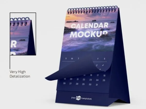 3 Mockups of Vertical Desk Calendar Set 1