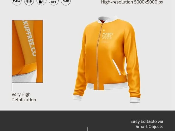 3 Mockups of Woman Bomber Jacket in Various Sights 1