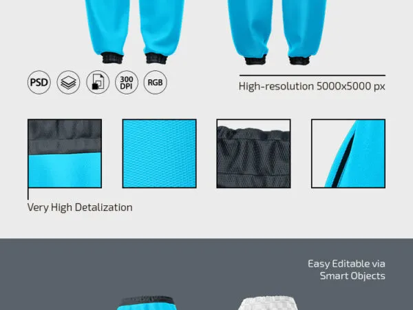 3 Mockups of Womans Sports Pants from Different Angles 1