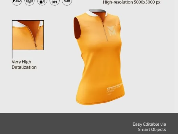 3 Mockups of Womens Sleeveless Golf Polo Shirt 1