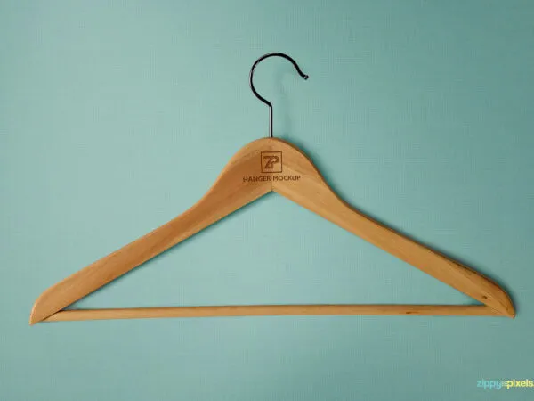 3 Mockups of Wooden Clothes Hangers 1