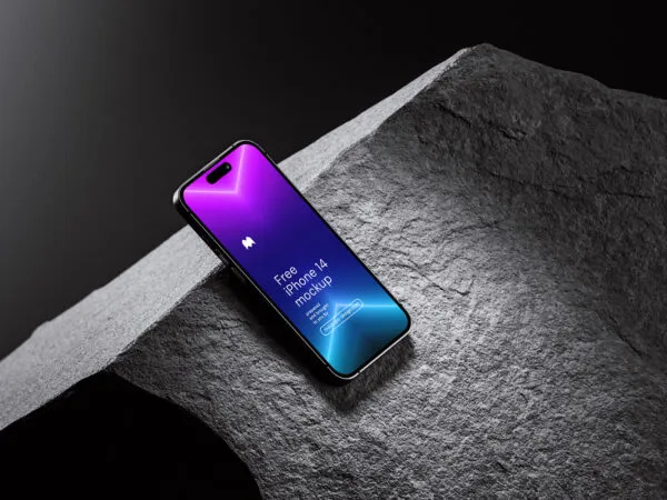 3 Mockups of iPhone Lying on Rock 1