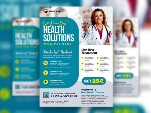 3 Modern Infographic Health Care Flyer Templates 1