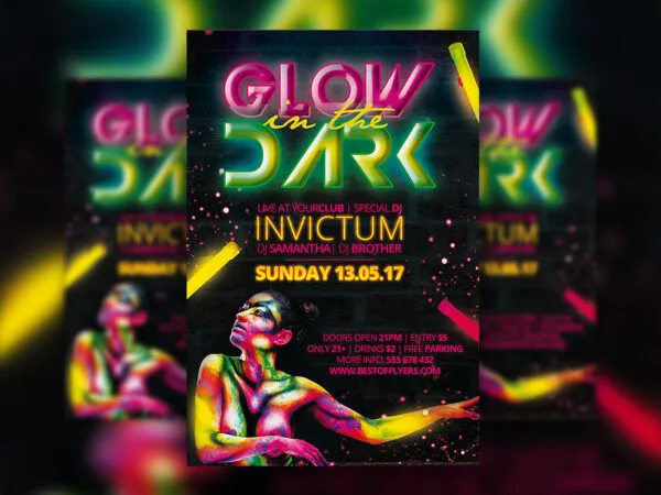 3 Modern Sparkly Party Flyer Poster and Facebook Cover Templates 1