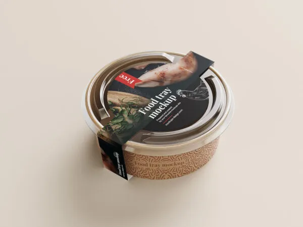 3 Packaging Mockups of Round Food Tray in Various Views 1
