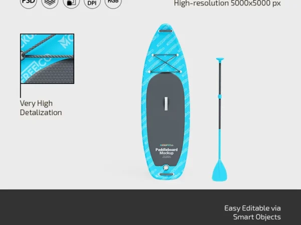 3 Paddleboard Mockups in Varied Views 1