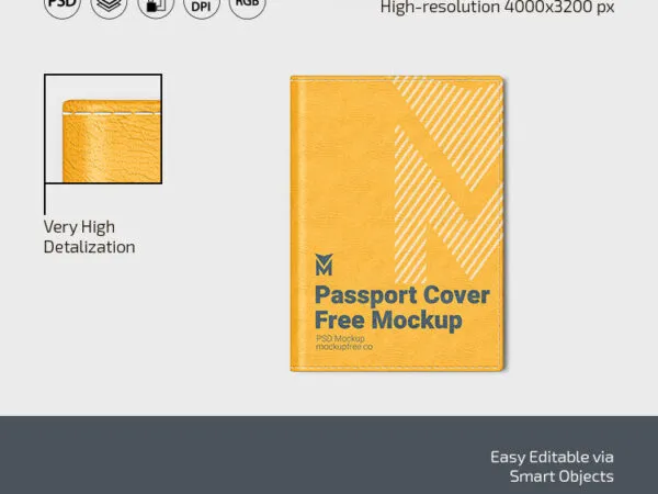 3 Passport Covers on Floor Mockups in Different Views 1