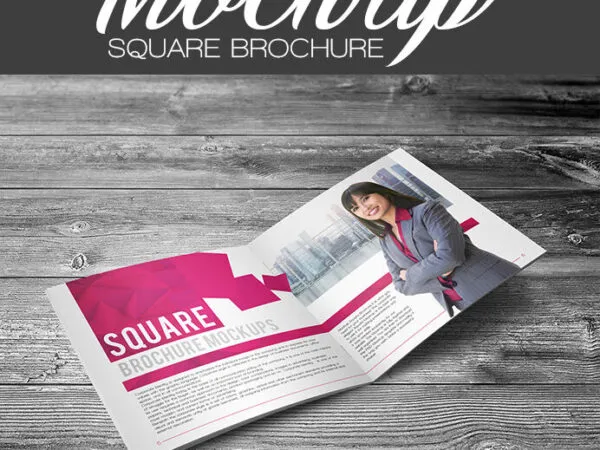 3 Perspective View of Bi fold Square Brochure Mockups 1