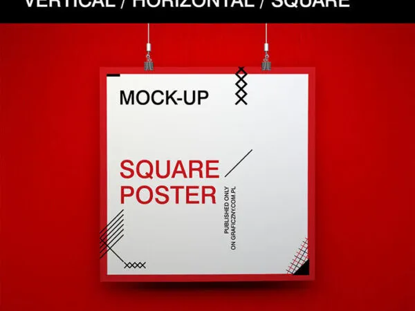 3 Poster Mockups in Horizontal Square and Landscape Version 1