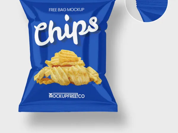 3 Realistic mockups of Chips Bag from Different Angles 1