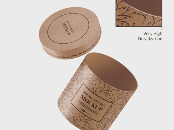 3 Round Kraft Gift Box Mockups 1