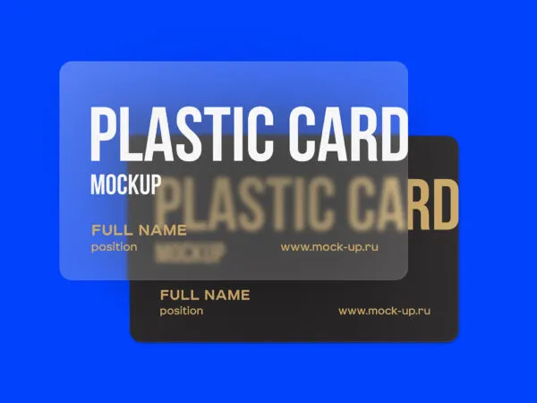 3 Scenes of Two Plastic Business Cards Mockups 1