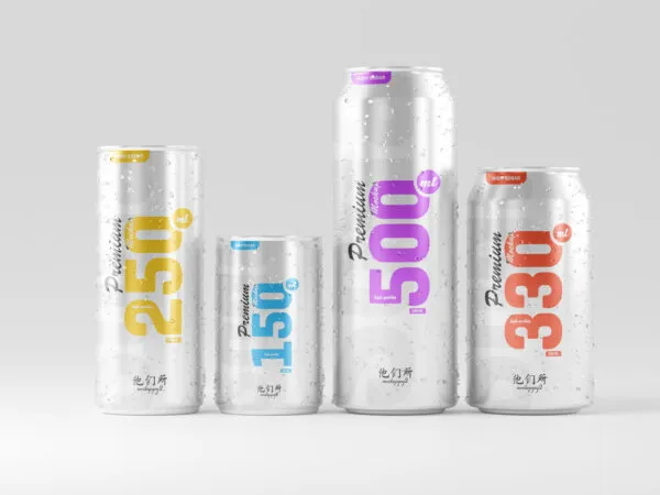 3 Shot of Multisize Beer Can Mockup 1
