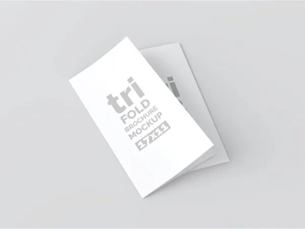 3 Shots of 17×11 Trifold Brochure Mockup 1