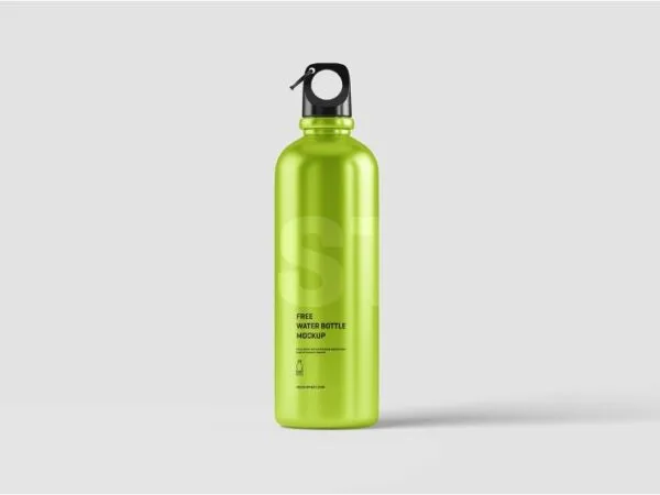 3 Shots of Aluminum Water Bottle Mockup 1