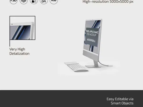 3 Shots of Apple iMac Mockup 1