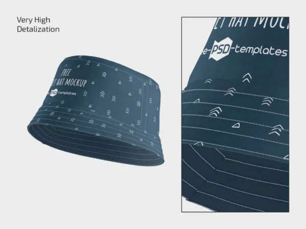 3 Shots of Bucket Hat Mockup 1