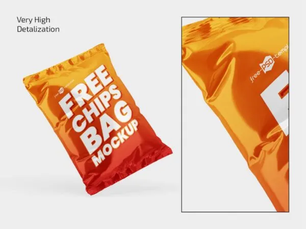 3 Shots of Chips Bag Mockup 1
