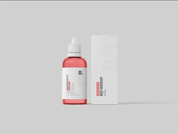3 Shots of Dropper Bottle Mockup with Box 1
