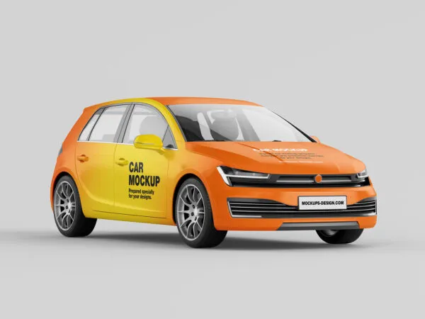 3 Shots of Hatchback Car Mockup 1