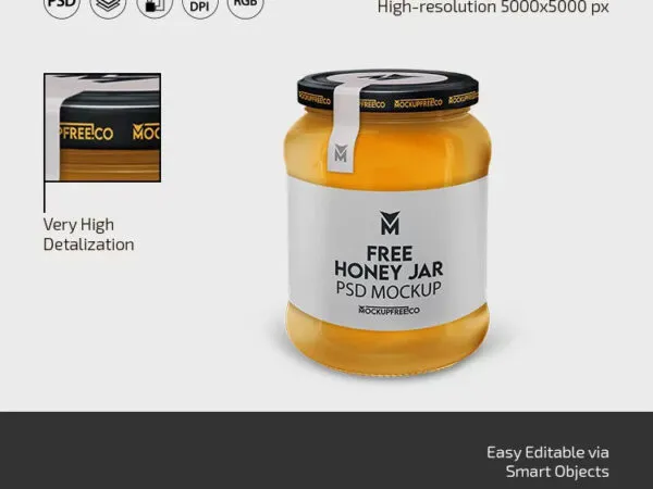 3 Shots of Honey Jar Bottle Mockup 1