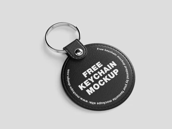 3 Shots of Leather Keychain Mockup 1