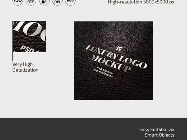 3 Shots of Logo Mockup on Leather 1