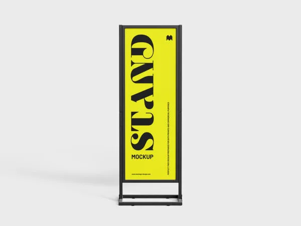 3 Shots of Long Metal Frame Stand Mockup 1