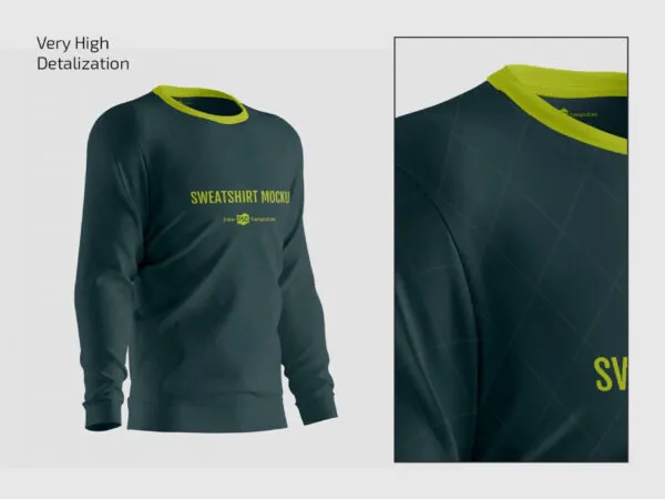 3 Shots of Long sleeved Mens Sweatshirt Mockup 1