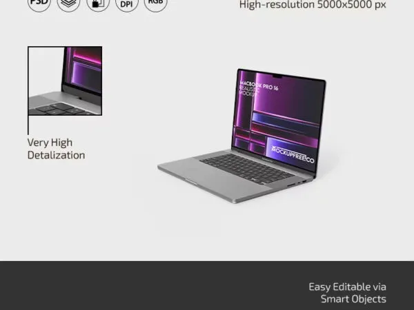 3 Shots of MacBook Pro 16 Mockup 1