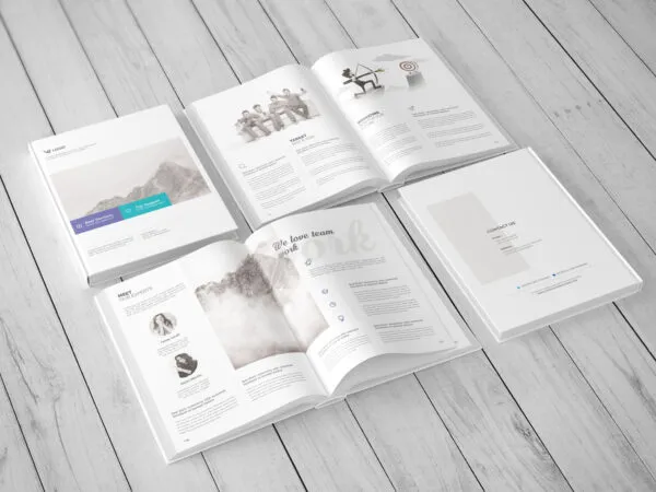 3 Shots of Portrait Hardcover Book Mockup 1