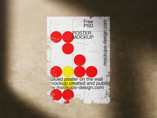 3 Shots of Poster Mockup Glued to Wall 1