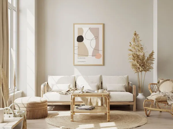 3 Shots of Poster Mockup in Boho Room 1