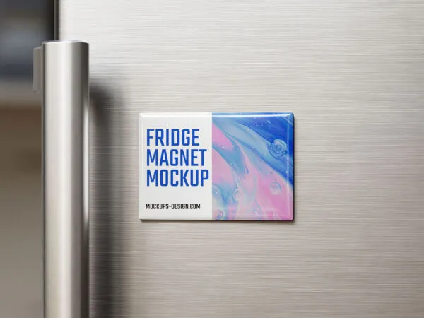 3 Shots of Rectangle Fridge Magnet Mockup 1