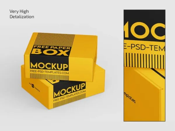 3 Shots of Rectangle Paper Box Mockup 1