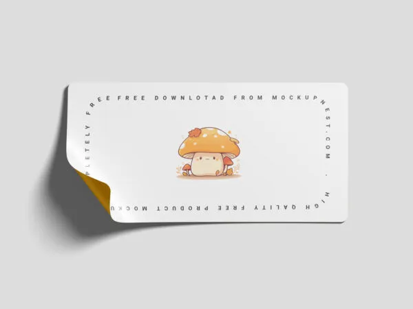 3 Shots of Rectangle Sticker Mockup in Facing Sight 1