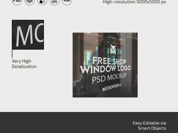 3 Shots of Shop Window Logo Mockup 1