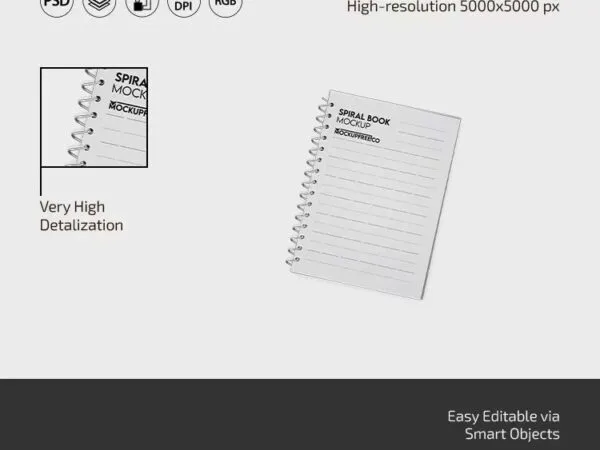 3 Shots of Spiral Book Mockup 1