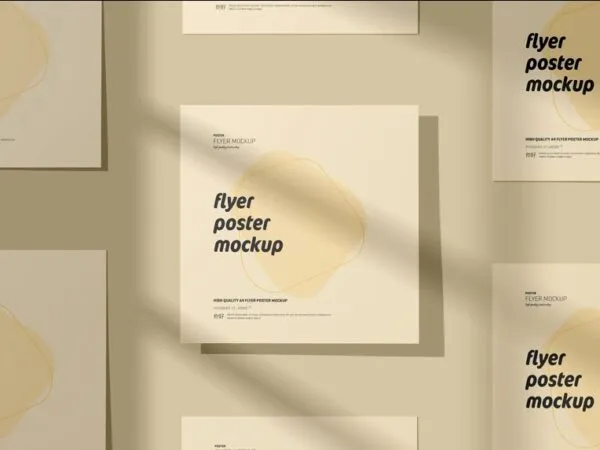 3 Shots of Square Flyer Mockup 1