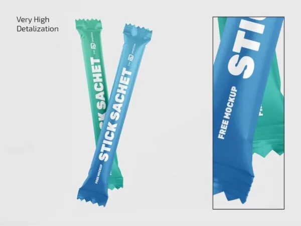 3 Shots of Stick Sachet Mockup 1